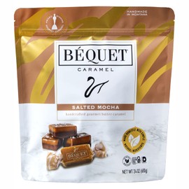 Béquet Caramel - Salted Mocha Gourmet Candy - Coffee Candy Individually Wrapped - Gourmet Sea Salt Caramel - Made in Montana - Kosher (Star-D), and Gluten Free - 24oz Resealable Pouch