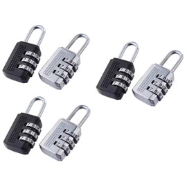 Set of 6 Combination Locks - 3 Digit Combination Lock in Silver & Black - Security Padlock for Suitcase Locker Cabinet Travel Luggage Number Lock Small