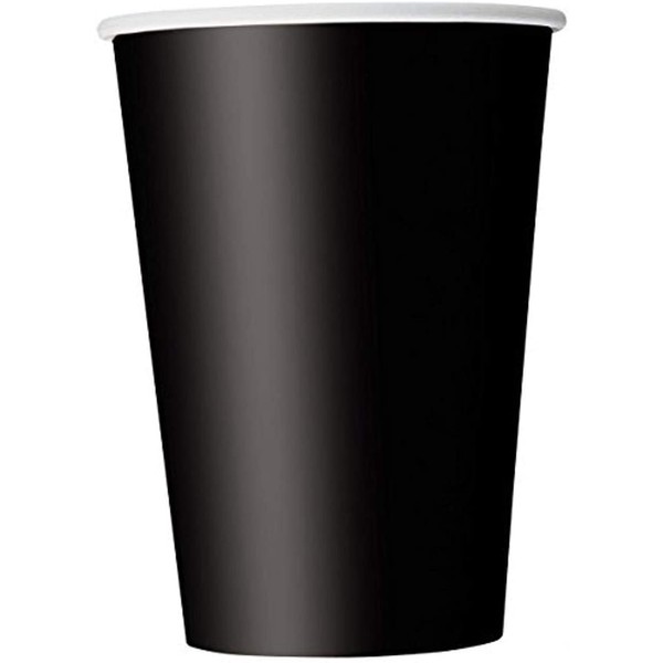 Unique Industries Disposable Paper Cups Party Supplies - Black, 9oz, Pack of 14