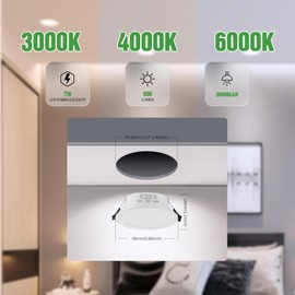 Grebeam LED Spotlights Dimmable 7 W LED Recessed Spotlights 230 V Dimmable Warm White Neutral White Cool White IP44 Ceiling Spotlights for Bathroom Kitchen Living Room Diameter 75-90 mm Hole Set of 12