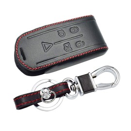Happyit Leather Car Key Cover Case Keychain for Jaguar XK XF XJ8 XK8 XRR 2007-2011 2012 2013