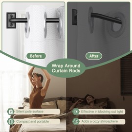 Hei! Dear Curtain Rods,Black Curtain Rod,Blackout Curtain Rod,Wrap Around Curtain Rod,Curtain Rods for Windows 48" to 90",5/8 Inch Bedroom Curtain Rods,Adjustable Small Curtain Rod,Black Drapery Rods