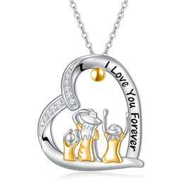 HOOHWE Mother and Daughter Necklaces for Women 925 Sterling Silver Love Heart Pendant Necklace Jewelry Gifts for Grandmother Mom Daughter Wife