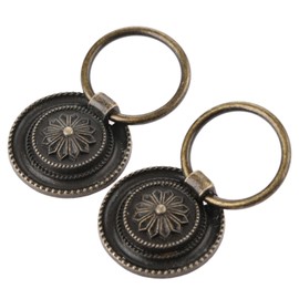 dophee 2Pcs Small Vintage Style Cabinet Drawer Handle Knob Antique Bronze Ring Pull for Cupboard Dresser Door, 30mm/1.18"