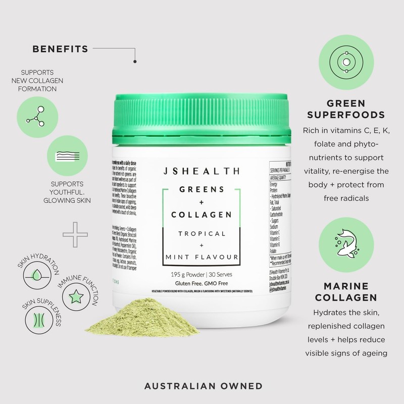 JSHealth Super Greens Powder - Greens & Collagen Powder -
