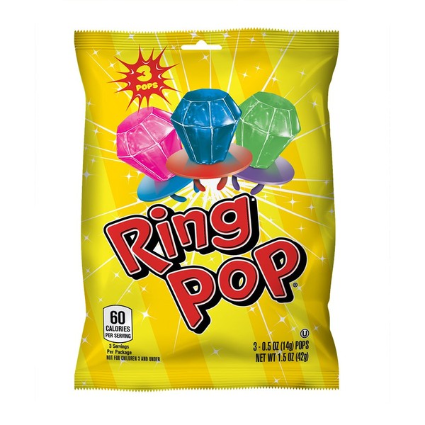 Ring Pop Individually Wrapped Bulk Variety Party Pack Lollipop Suckers W/ Assorted Flavor, 3Count (Pack Of 12) - Fun Candy for Birthdays and Celebrations