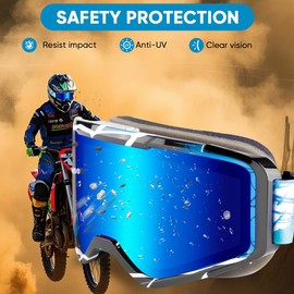 LeKaufen Motorcycle Goggles 2 Pack - Dirt Bike Goggle Motocross Goggles ATV Riding Off-Road Glasses, OTG Design 100% UV Protection Anti-Fog Fits Over Glasses