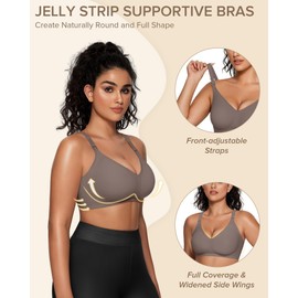 Vertvie Womens Wireless Bras No Underwire Push Up Bra Seamless Supportive Full Coverage Everyday Bras Regular and Plus Size(Grey,Large)