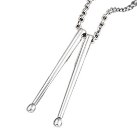 Silver Drum Sticks Necklace Drummer Steel Chain Silver Musician Rock Band Music Lover Snare Rocker Jazz Long Hair Music Metal Shred Passion Love Thrash Goth Punk Style Emo (SlvrDRM)