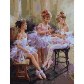 Meecaa Paint by Numbers Ballerina Girl Kit for Adults Beginner DIY Oil Painting 16x20 inch (Ballet, No Frame)