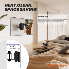 PUTORSEN 13-30 32 inch TV Wall Bracket(32 inch Only fits VESA 100x100mm), Tilt Swivel Wall TV bracket for LCD LED Screens & Monitors, TV Monitor Wall Mount, VESA 75x75/100x100mm, Max Load 55lbs, Black