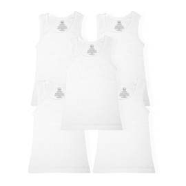Label Cutters Boys 5 Pack Vests White 100% Cotton Regular & Husky Fit Sleeveless Ribbed Knit 10 to 16 Years (Husky XL)