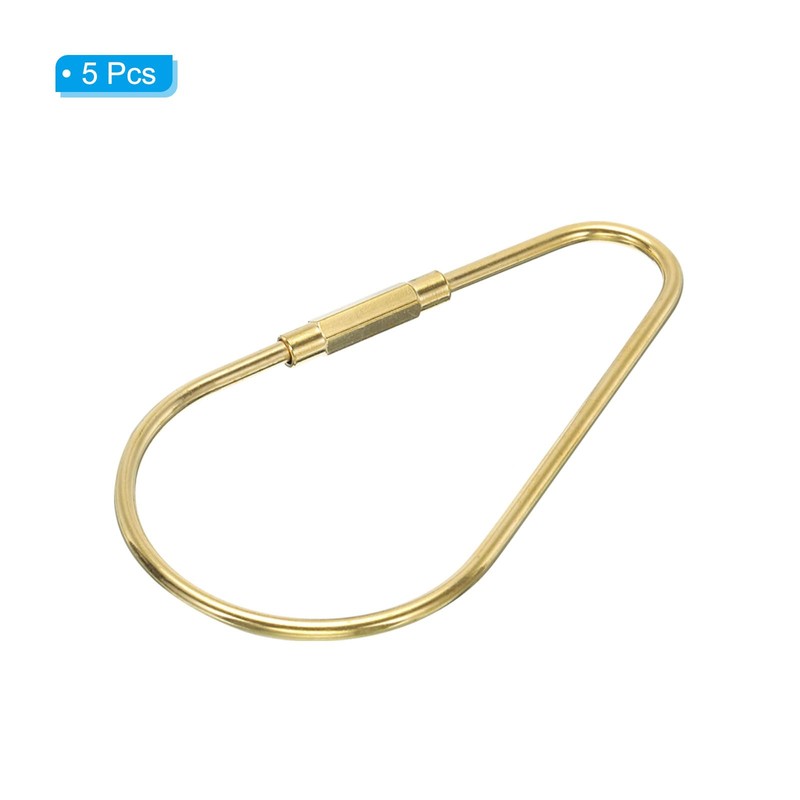 [PATIKIL] Brass Key Ring Set of 5 Screw Lock Clip