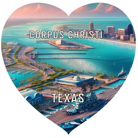 Corpus Christi Texas Travel Souvenir Destination Die Cut Heart Shaped Fridge Magnet 4-Inch