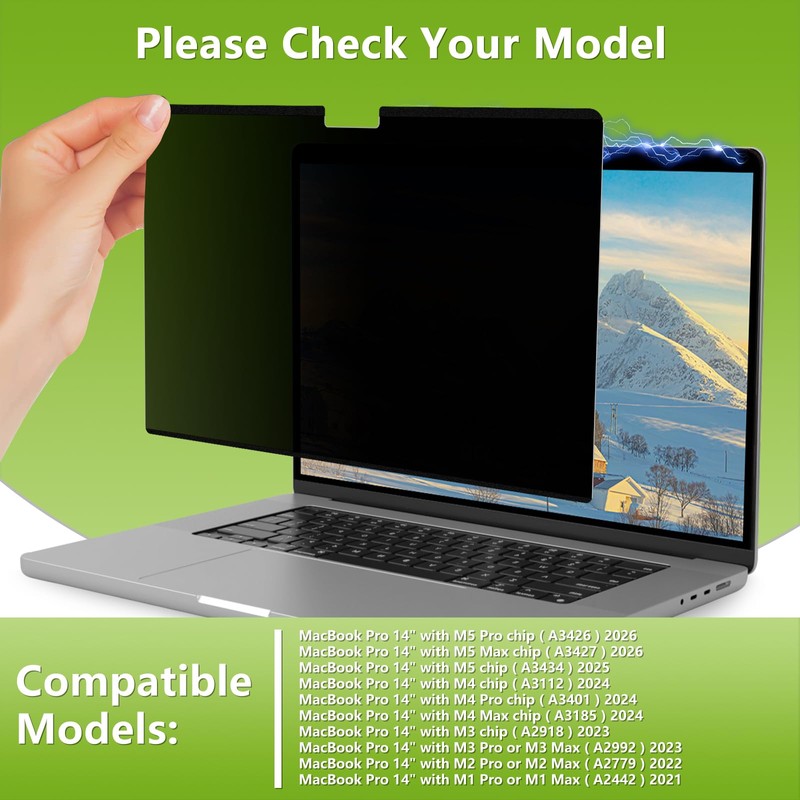 Magnetic Privacy Screen Protector for MacBook Pro 14 Inch (M1~M5,