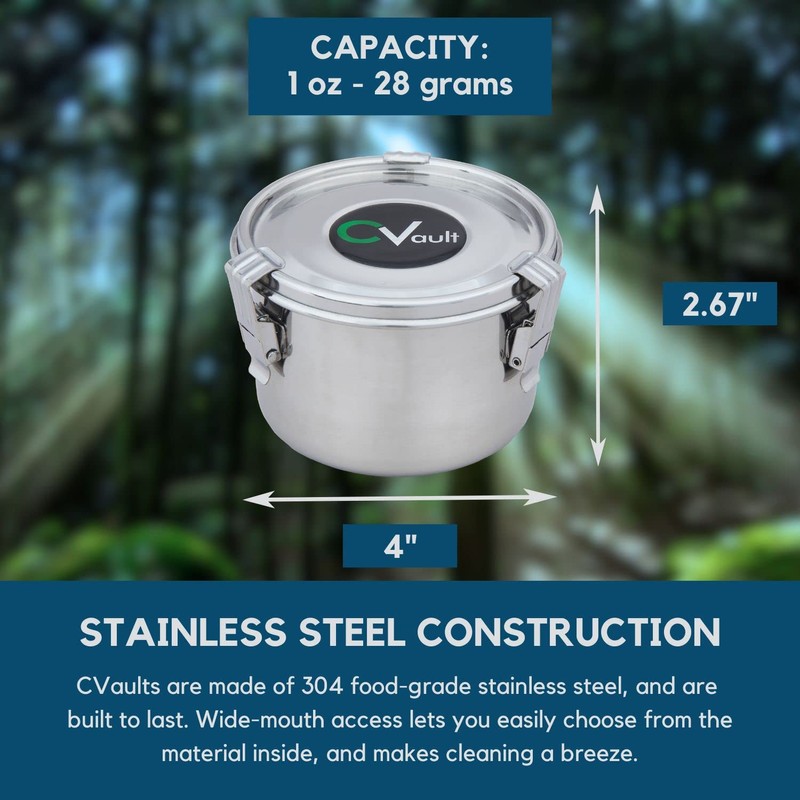 CVault Humidity Control Airtight Stash Container, Medium w/ 1 Humidity