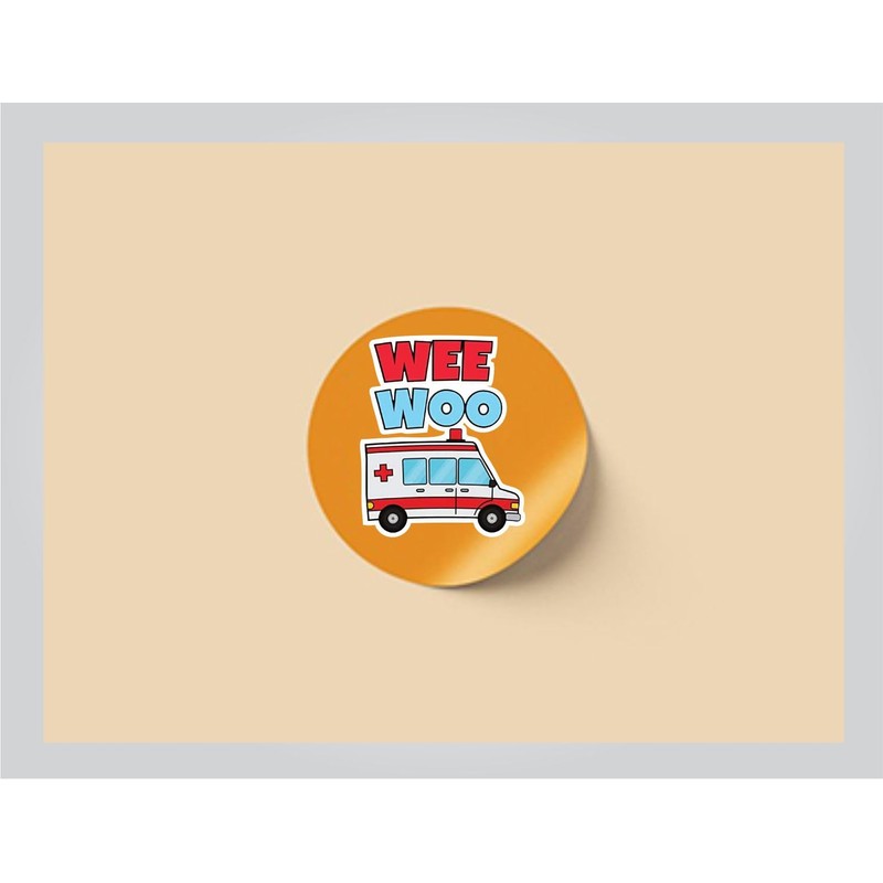 Wee Woo Ambulance Funny Paramedic - Sticker Graphic - Decal