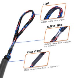 Arola Bungee Dock Line Mooring Rope for Boats Dock Line Bungee Dock Lines Bungee Cords Kayak Boat Anchor Accessories Stretches 2 Pack (Black + Blue + Red)