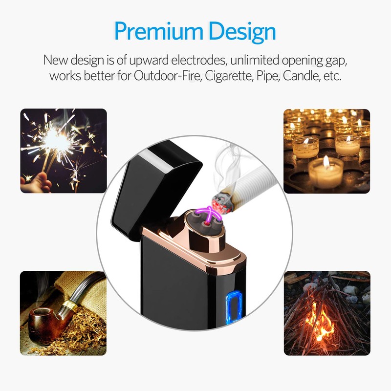 Lighter, Electric Arc Lighter USB Rechargeable Windproof Flameless Lighter Plasma