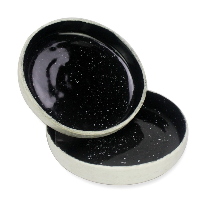 roro Ceramic Tableware, Assorted Sets, Rustic White and Glossy Jet-Black