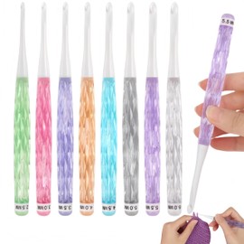 Inline Crochet Hooks Set, Crochet Needles for Crocheting Yarn, Non-Slip Crochet Hook Grips, Crochet Hooks for Arthritic Hands, Size 2.5mm-6mm Crochet Hooks, Cute Plastic Crochet Hooks