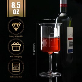 Singhoow 1 Pcs Laboratory Beaker Wine Glasses, 8.5 oz Chemistry Glasses Thick Glass for Wine Borosilicate Glass with Graduated Chemistry Glassware Science Gift
