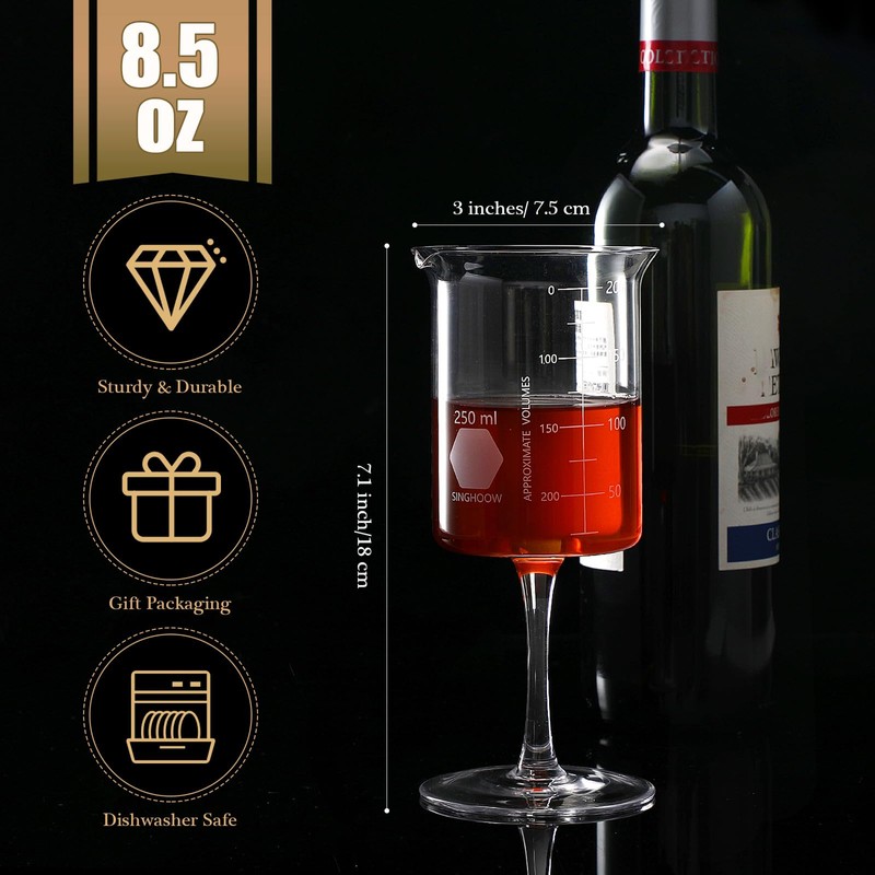 Singhoow 1 Pcs Laboratory Beaker Wine Glasses, 8.5 oz Chemistry