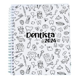 Agenda 2025 Dentista Diaria Medio Oficio Personalizada Portada Blanco Dentista 02