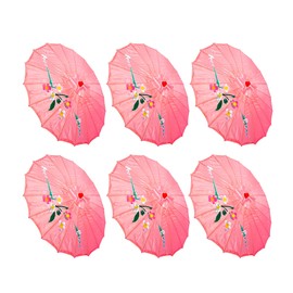 TJ Global PACK OF 6 Japanese Chinese 33" Umbrella Parasol For Wedding Parties, Photography, Costumes, Cosplay, Decoration And Other Events - 6 Umbrellas (Pink)
