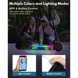 JUSJUBR LED Lights for Scooter, Multiple Colors and Lighting Modes, App Control, Colorful Bike Skateboard Lights with Battery Box for Night Riding