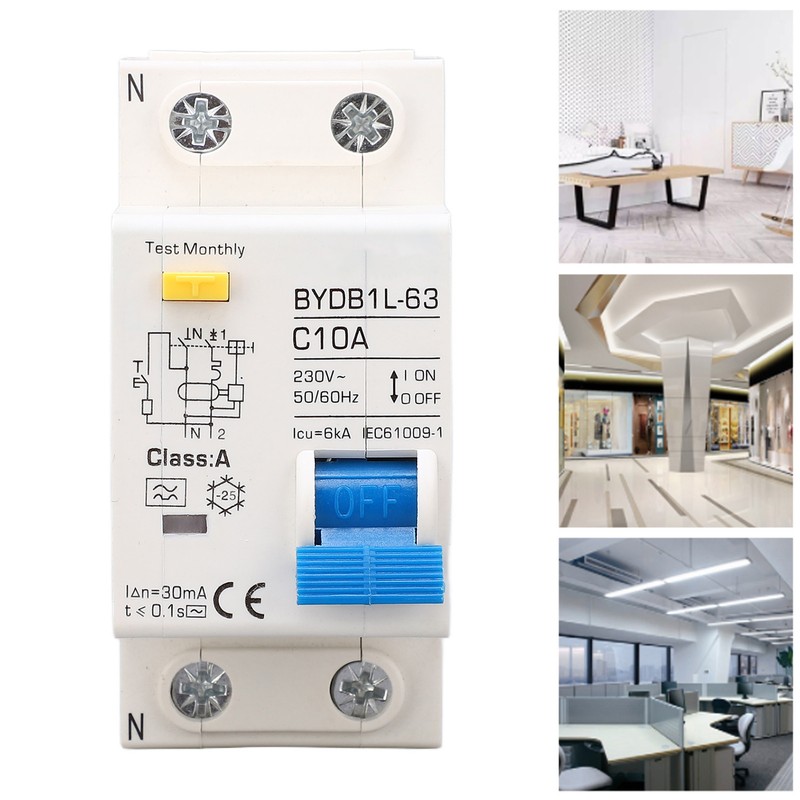 Circuit Breaker 1P+N Leakage Protection Switch 10A 230V AC DIN