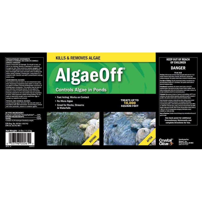 CrystalClear AlgaeOff Pond Algae Control Treatment, for Cleaner & Clearer