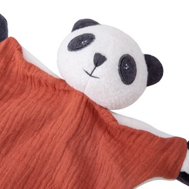 Organic Cotton Stuffed Animal Rattle Baby Toys, Organic Panda Cuddle Cloth & Organic Panda Activity Ring Plush Toy Set for Newborns Infant Boys Girls, 2 PCS