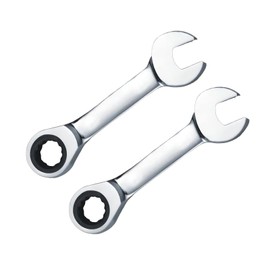 Leliafleury 2Pcs 11mm Stubby Ratchet Spanner, Short Combination Ratcheting Wrench, Mini Open End Spanner, Small Metric Home Tools for Repair Bicycle