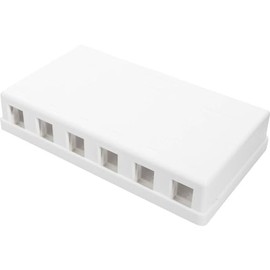 DIGITUS Junction Box - 6 Port - For Keystone Modules - Consolidation Point Surface-Mounted Housing - Network Socket - White
