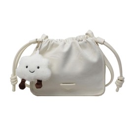 NICOLE & DORIS Small Handbags Women Cute Crossbody Bag Mini Shoulder Bag PU Leather Satchel Bag Purse Bag Phone Bags with Pendant Beige