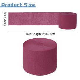 sourcing map 1 Roll 82 ft Crepe Paper Streamers, Wedding Decoration Streamers Party Decoration for Wedding Valentine's Day Festival Backdrop, Dark Red