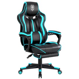 Vonesse Gaming Chair for Adults Gaming Chairs with Footrest Reclining Computer Gaming Chair for Heavy People Gamer Chair Big and Tall Ergonomic Game Chair Racing Chair with Lumbar Pillow(Teal/Cyan)