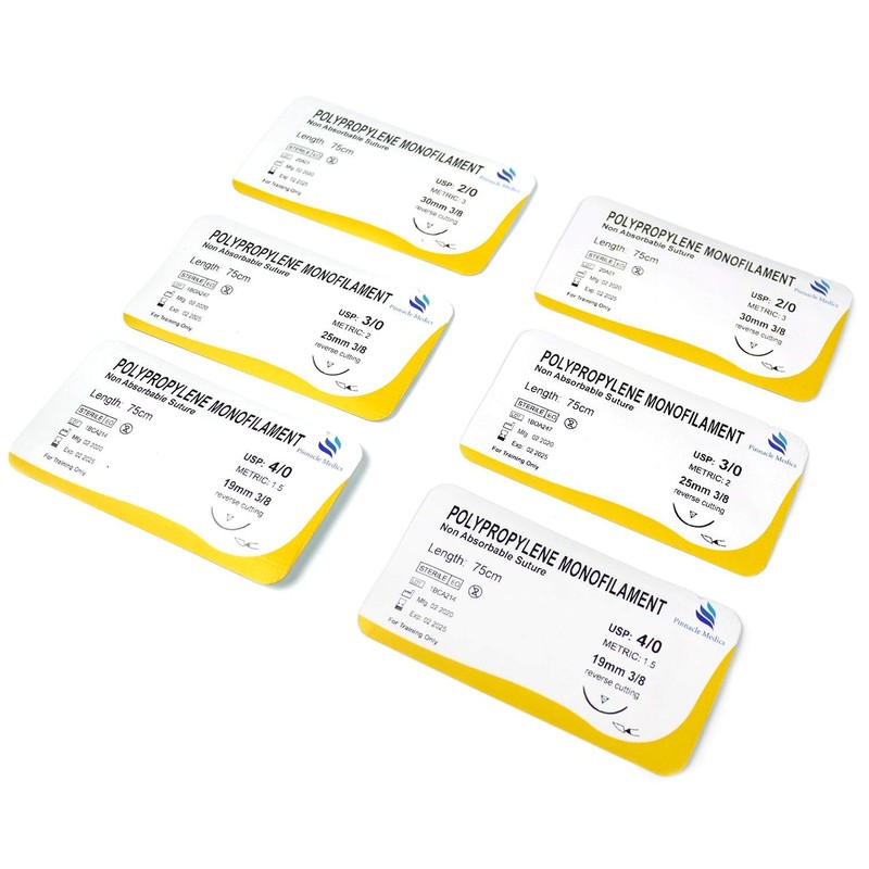 Practice Sutures | Sutures Thread with Needle (24 Mixed 2/0,