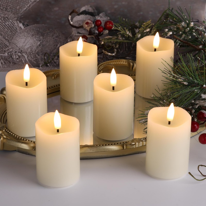 Eywamage Ivory Flameless Votive Candles with Timer Batteries Set of