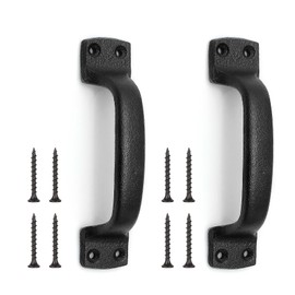 Livfodrm Black Door Handles Barn Door Pull Handle, Cast Iron Door Handles for Garden Shed, Sliding Door Handles Internal Gate Handles for Wooden Gates Cabinet Cupboard