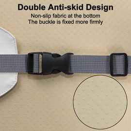 Kalawen Toddler Booster Seat for Dining Table Thick Increasing Washable PU Cushion with 2 Adjustable Straps Safety Buckle, Dismountable Portable Travel High Cushion for Kids (Grey)