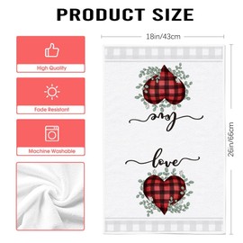 YUNHENTONG Valentine Kitchen Towel Set of 2, Love Valentine's Day Kitchen Towels, Tea Towels, 40 x 58 cm Valentine's Day Kitchen Towel Set, Hand Towels/Tea Towels for Wedding Anniversary
