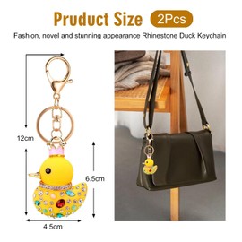 2 Pieces Cartoon Duck Keychains, Cute Animal Keychains, Rhinestone Keychains, Women Keychain, yellow, Unit size, Modern