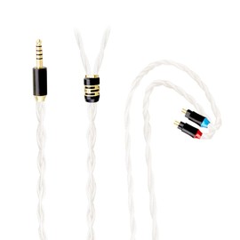 Tirstrup 2 Pin IEM Earphone Cable for Inear Monitor-Silver Plated Copper Connector 2Pin 0.78mm /MMCX/Sens IE80/IE40Pro/IE100/IE300/ATH-E40/E50/IM50/IM70 (4.4mm)