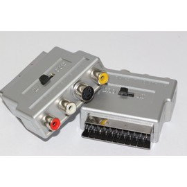 2 x Silver Switched Scart Adpator to RCA Phono Video, & SVHS Input & Output