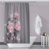 OERJU Floral Shower Curtain Pink Rose Stylish Bath Curtain with