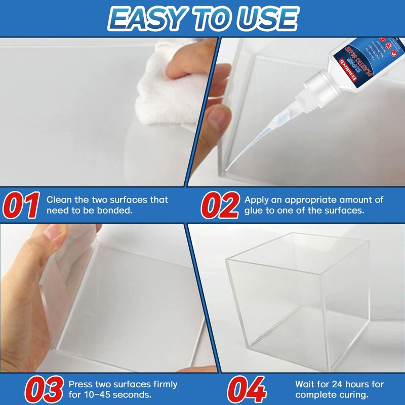 Plastic Glue 30 g, Super Glue for Plastic, Strong Clear