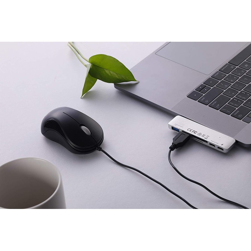 Optische Maus, USB, kabelgebunden, tragbar, für Laptop, Notebook, MacBook, Schwarz