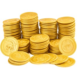 JOYIN 120 Pcs St. Patrick’s Day Pirate Gold Coins, Doubloons Coins, Plastic Fake Gold Coins for Pirate Party Favors Decorations Supplies, Treasure Hunt Children's Birthday Party Small Gift
